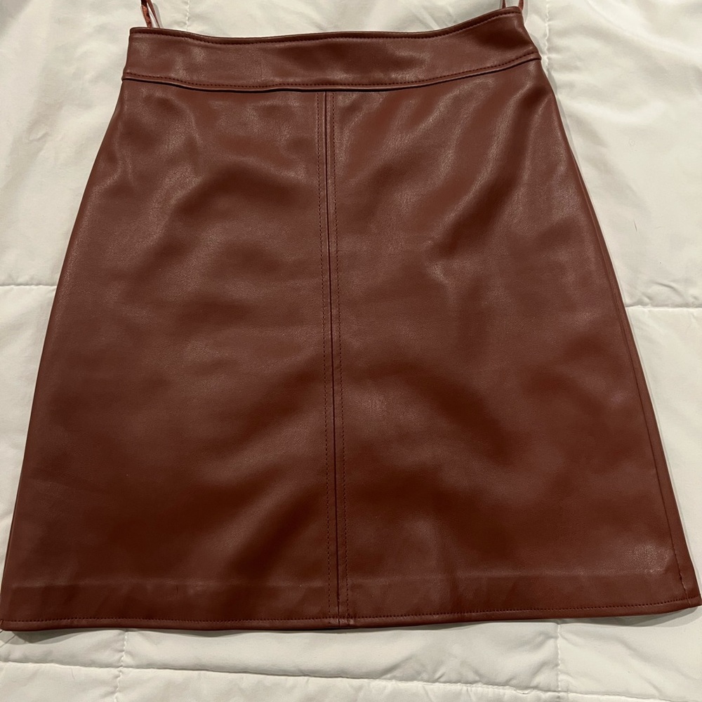 Like new, only worn once faux leather brown skirt